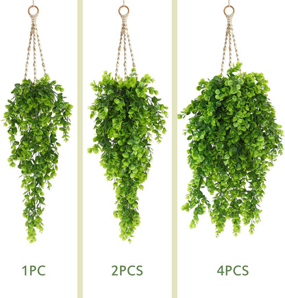 4Pcs Artificial Hanging Eucalyptus Greenery Plants 29.9 Inches | UV Resistant Plastic Fake Ivy Garlands, for Indoor & Outdoor Home Room Garden Patio Porch Classroom Wedding Balcony Wall
