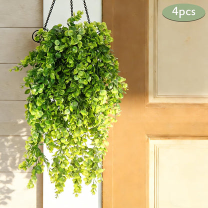 4Pcs Artificial Hanging Eucalyptus Greenery Plants 29.9 Inches | UV Resistant Plastic Fake Ivy Garlands, for Indoor & Outdoor Home Room Garden Patio Porch Classroom Wedding Balcony Wall