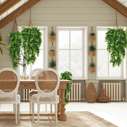 4Pcs Artificial Hanging Eucalyptus Greenery Plants 29.9 Inches | UV Resistant Plastic Fake Ivy Garlands, for Indoor & Outdoor Home Room Garden Patio Porch Classroom Wedding Balcony Wall