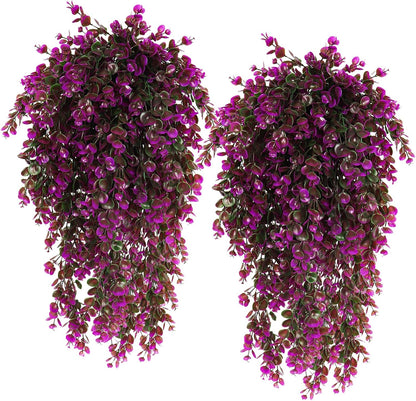 4Pcs Artificial Hanging Eucalyptus Greenery Plants 29.9 Inches | UV Resistant Plastic Fake Ivy Garlands, for Indoor & Outdoor Home Room Garden Patio Porch Classroom Wedding Balcony Wall