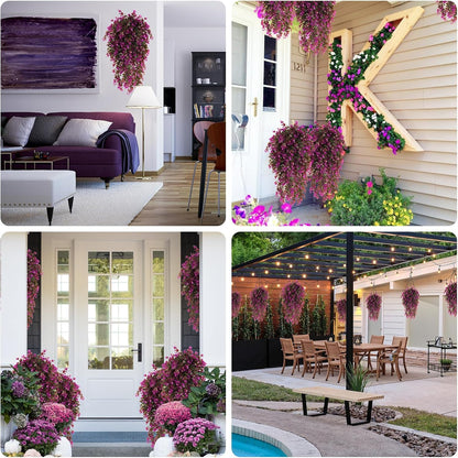 4Pcs Artificial Hanging Eucalyptus Greenery Plants 29.9 Inches | UV Resistant Plastic Fake Ivy Garlands, for Indoor & Outdoor Home Room Garden Patio Porch Classroom Wedding Balcony Wall