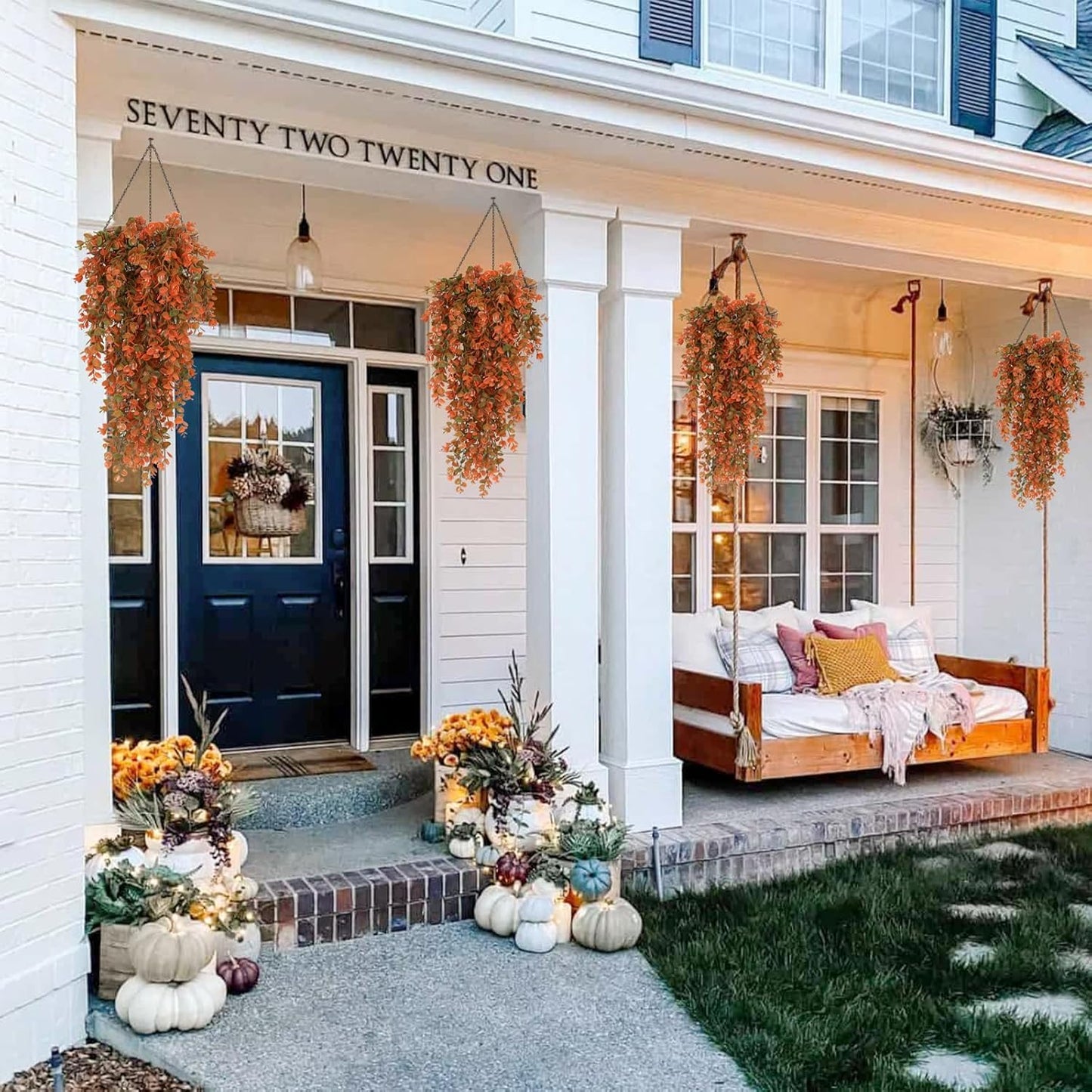 4Pcs Artificial Hanging Eucalyptus Greenery Plants 29.9 Inches | UV Resistant Plastic Fake Ivy Garlands, for Indoor & Outdoor Home Room Garden Patio Porch Classroom Wedding Balcony Wall
