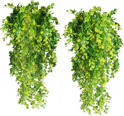 4Pcs Artificial Hanging Eucalyptus Greenery Plants 29.9 Inches | UV Resistant Plastic Fake Ivy Garlands, for Indoor & Outdoor Home Room Garden Patio Porch Classroom Wedding Balcony Wall