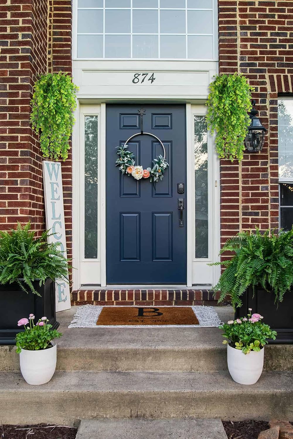4Pcs Artificial Hanging Eucalyptus Greenery Plants 29.9 Inches | UV Resistant Plastic Fake Ivy Garlands, for Indoor & Outdoor Home Room Garden Patio Porch Classroom Wedding Balcony Wall