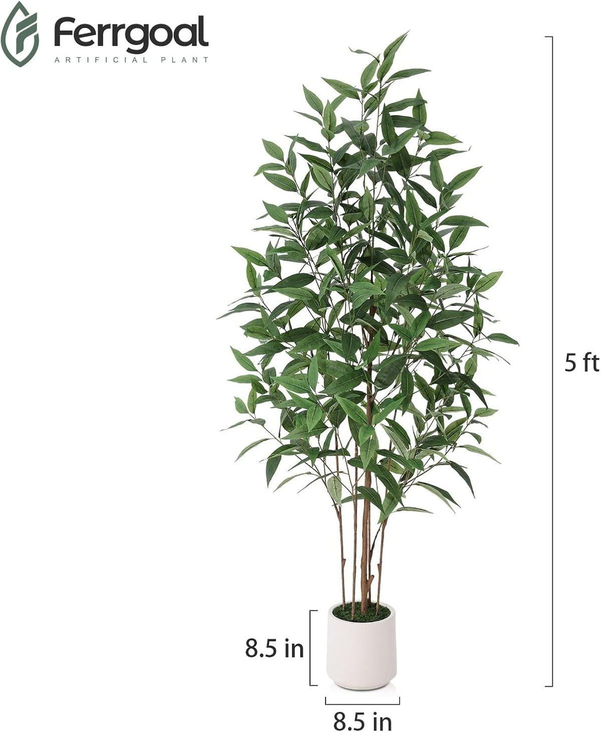 4Ft Artificial Eucalyptus Plant with White Planter
