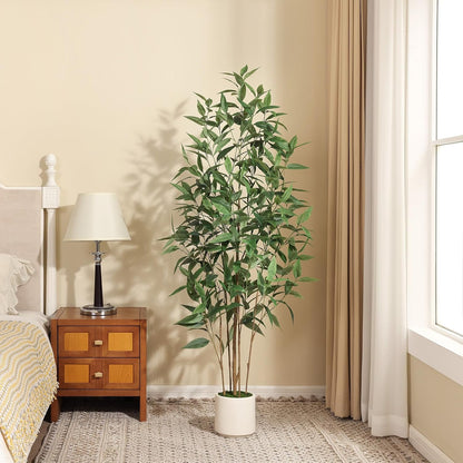 4Ft Artificial Eucalyptus Plant with White Planter