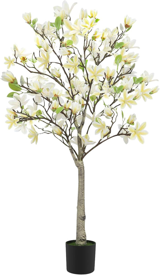 Pink Artificial Magnolia Tree for Room,Fake Plant Realistic Leaves Flowers | Indoor & Outdoor Decor, Perfect for House,Porch,Office,Maintenance Free ,Realistic Leaves & Magnolia,Adjustable Branches