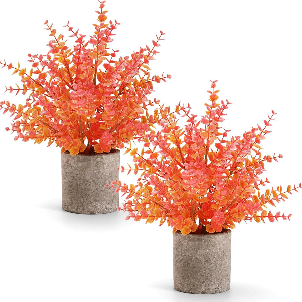 2 Pack Small Fake Plants Eucalyptus Potted,Black