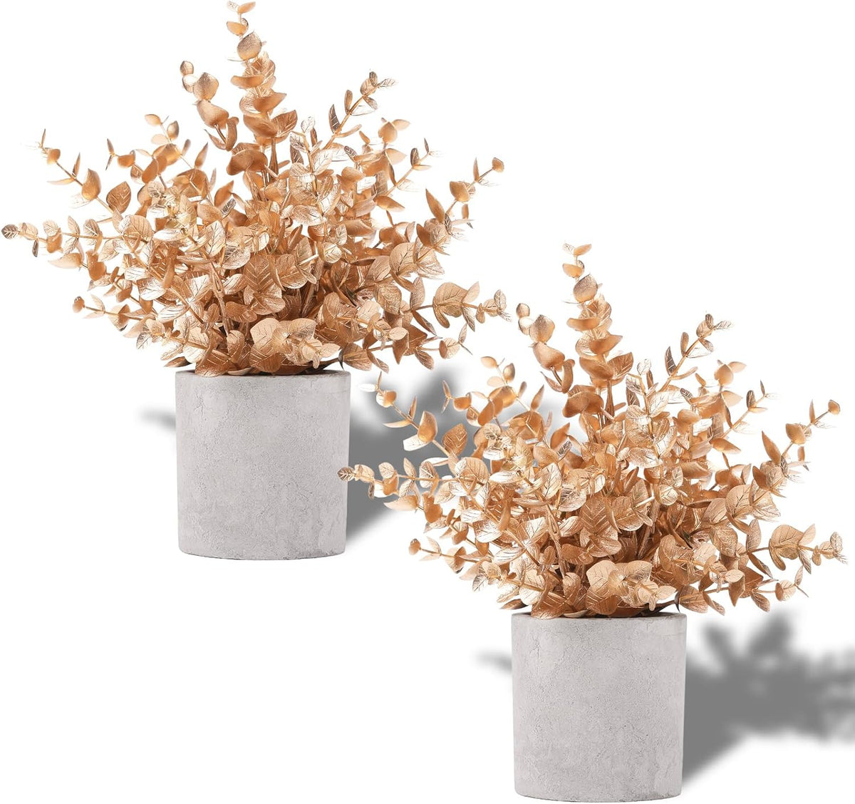 2 Pack Small Fake Plants Eucalyptus Potted,Black