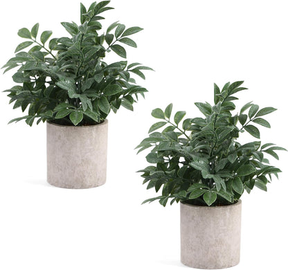 2 Pack Small Fake Plants Eucalyptus Potted,Black