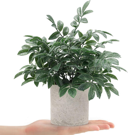 2 Pack Small Fake Plants Eucalyptus Potted,Black