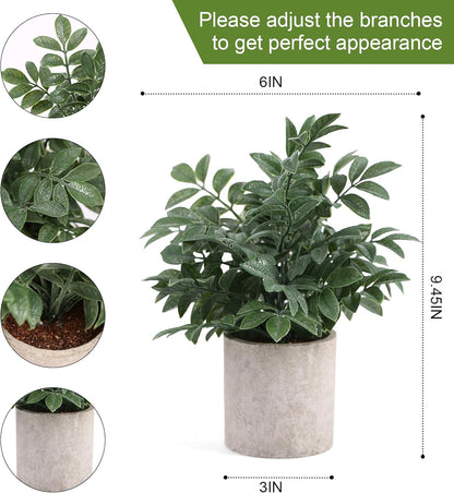 2 Pack Small Fake Plants Eucalyptus Potted,Black