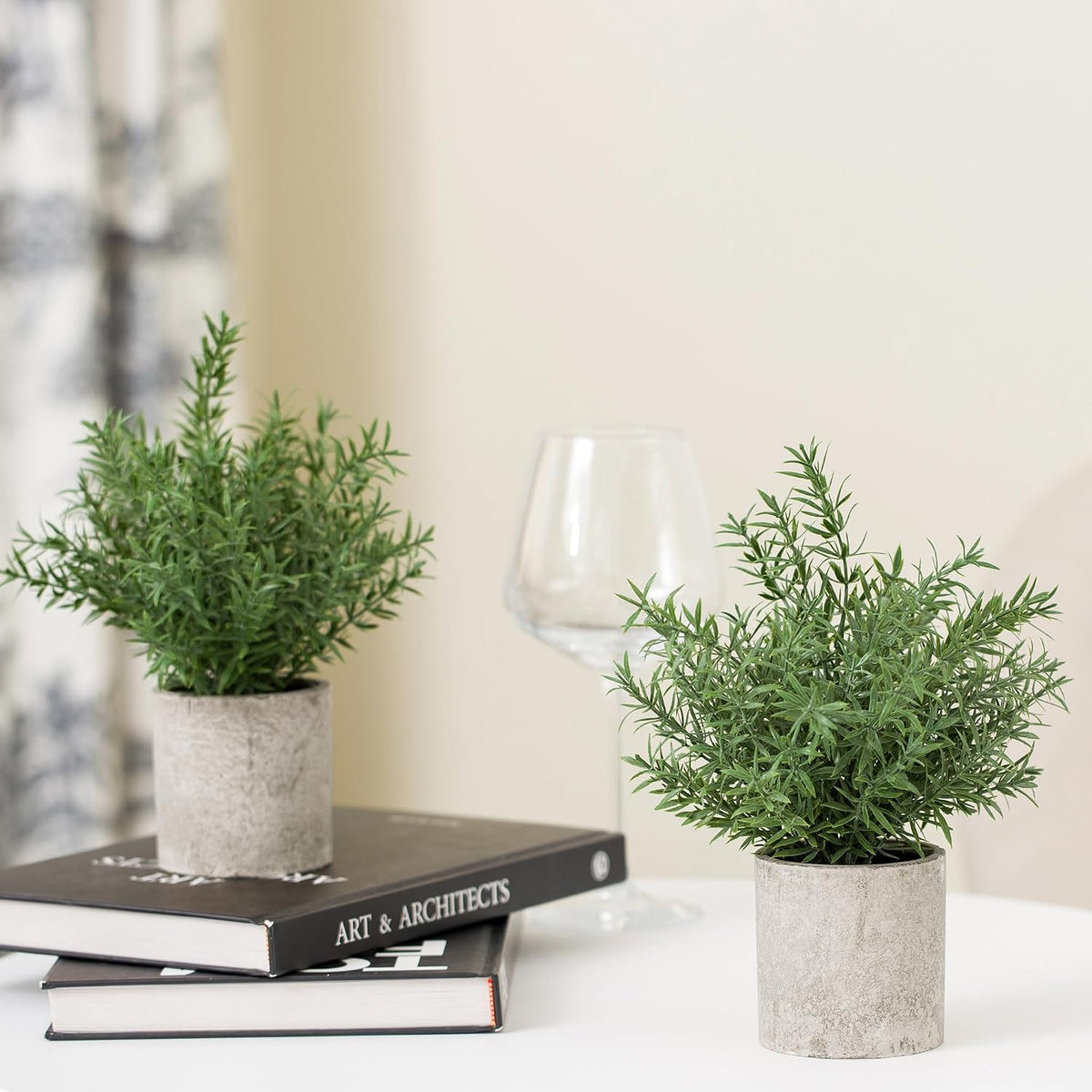 2 Pack Small Fake Plants Eucalyptus Potted,Black