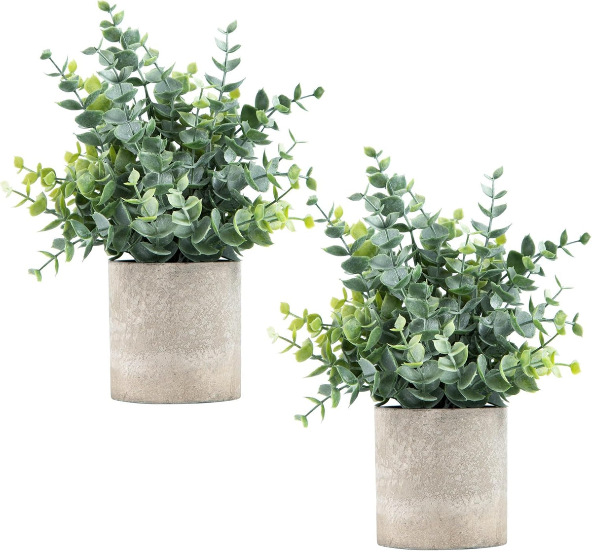 2 Pack Small Fake Plants Eucalyptus Potted,Black