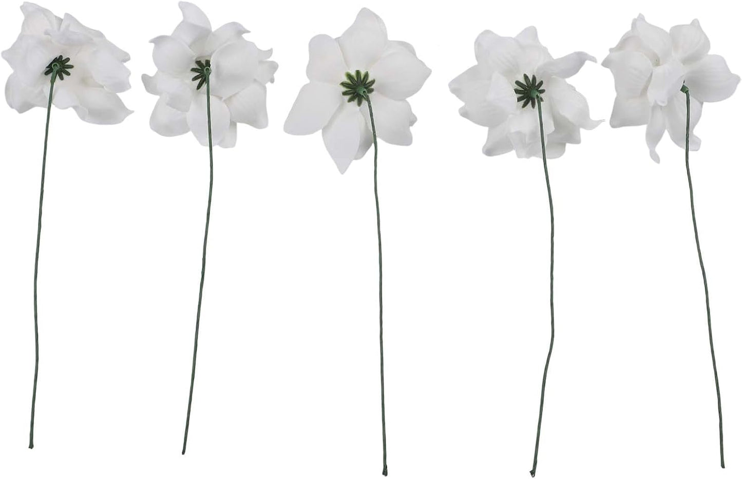 Artificial Gardenia Flowers 5pcs Realistic Vibrant Faux Flower Heads Made of EVA Material for Home Decor Wedding Centerpieces Party Arrangements Living Room Bedroom Table Decoration(White)