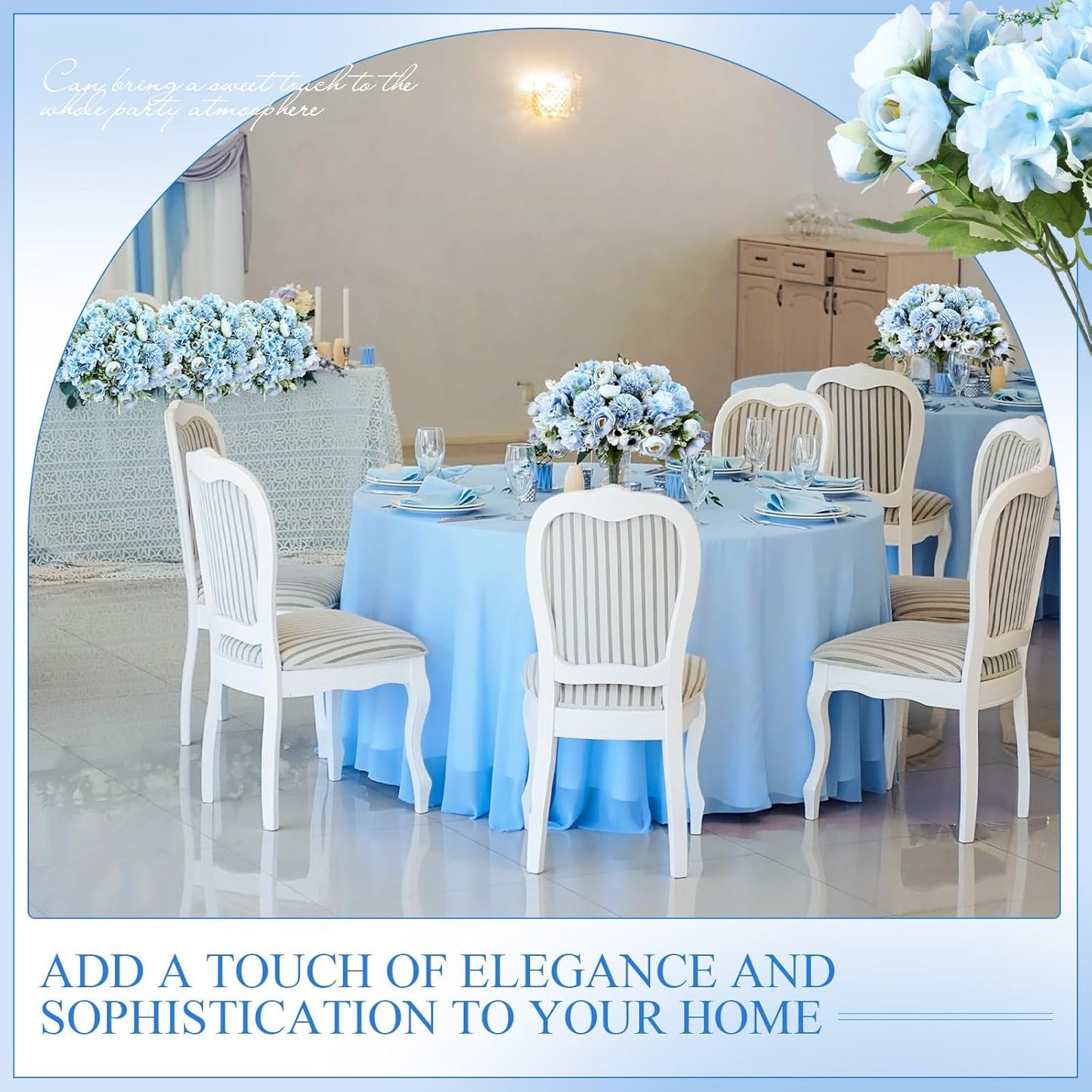 Peonies Artificial Flowers Faux Roses Silk Flowers Hydrangea Artificial Bouquet for Wedding Table Centerpiece Floral Vase Home Office Bridal Decor(Blue,12 Bundles)