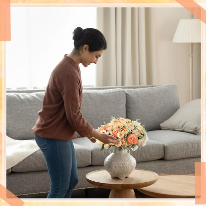 Peonies Artificial Flowers Faux Roses Silk Flowers Hydrangea Artificial Bouquet for Wedding Table Centerpiece Floral Vase Home Office Bridal Decor(Blue,12 Bundles)