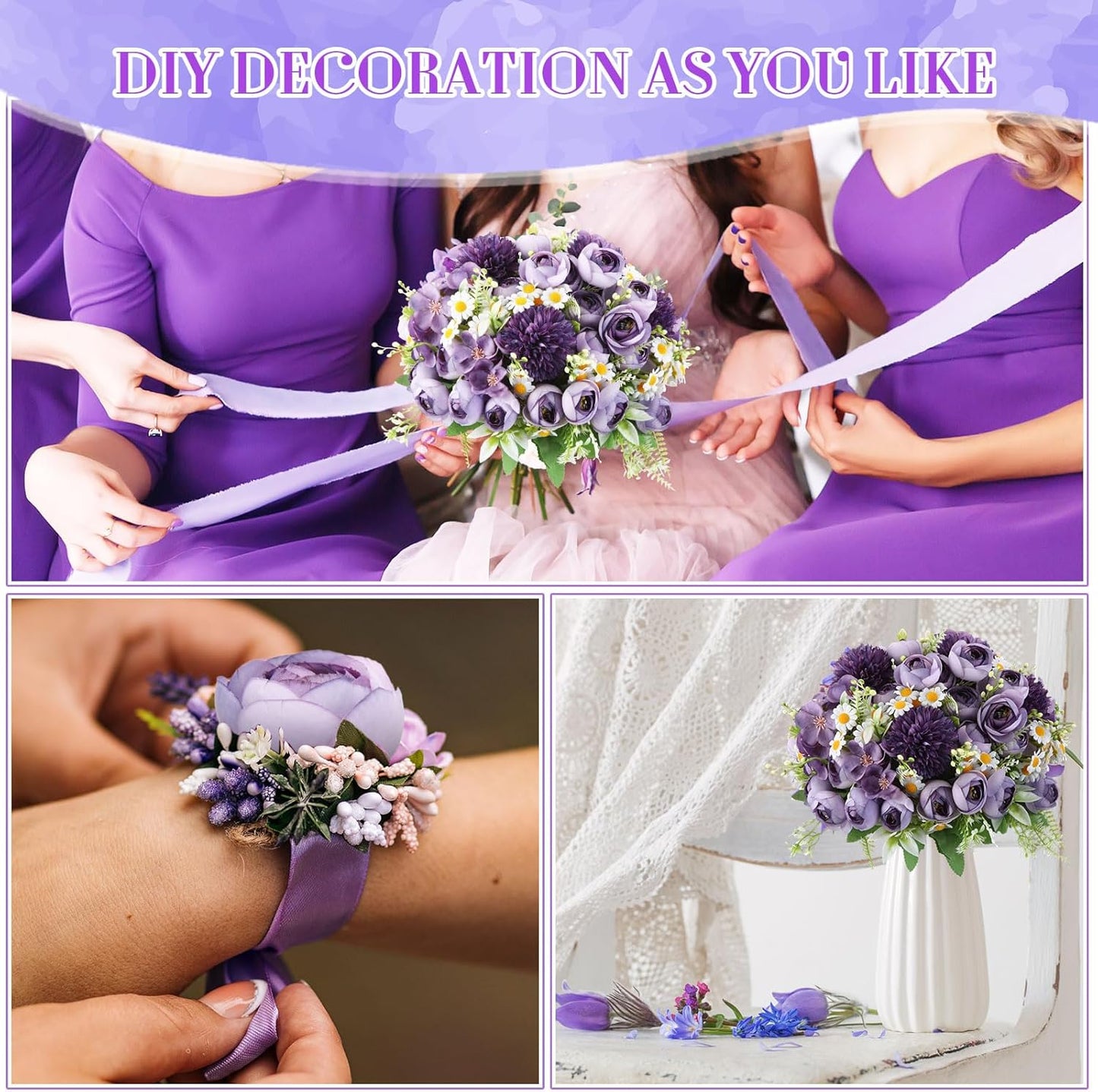 Peonies Artificial Flowers Faux Roses Silk Flowers Hydrangea Artificial Bouquet for Wedding Table Centerpiece Floral Vase Home Office Bridal Decor(Blue,12 Bundles)