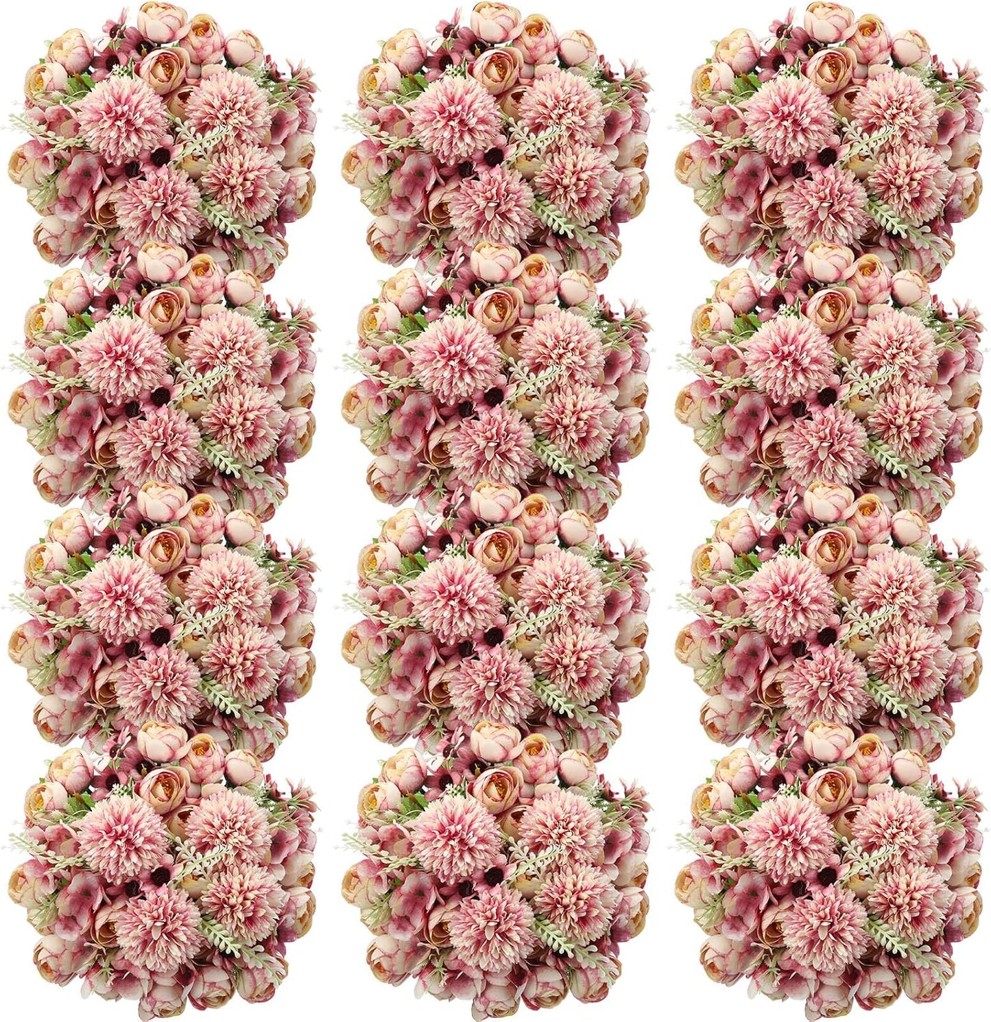 Peonies Artificial Flowers Faux Roses Silk Flowers Hydrangea Artificial Bouquet for Wedding Table Centerpiece Floral Vase Home Office Bridal Decor(Blue,12 Bundles)