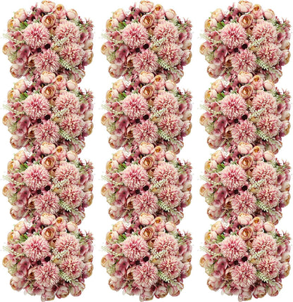 Peonies Artificial Flowers Faux Roses Silk Flowers Hydrangea Artificial Bouquet for Wedding Table Centerpiece Floral Vase Home Office Bridal Decor(Blue,12 Bundles)