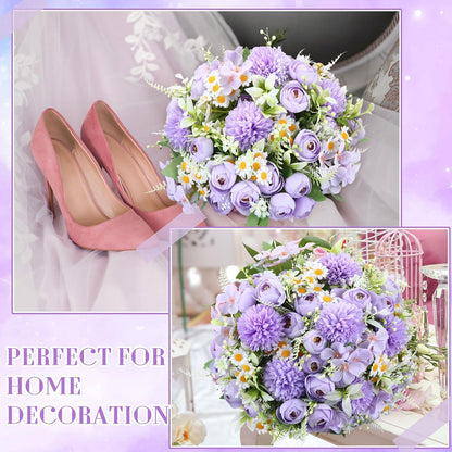 Peonies Artificial Flowers Faux Roses Silk Flowers Hydrangea Artificial Bouquet for Wedding Table Centerpiece Floral Vase Home Office Bridal Decor(Blue,12 Bundles)
