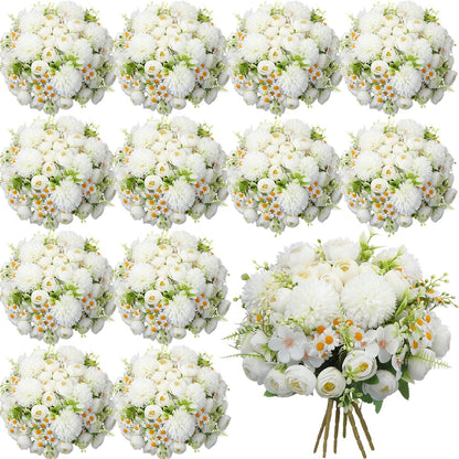 Peonies Artificial Flowers Faux Roses Silk Flowers Hydrangea Artificial Bouquet for Wedding Table Centerpiece Floral Vase Home Office Bridal Decor(Blue,12 Bundles)
