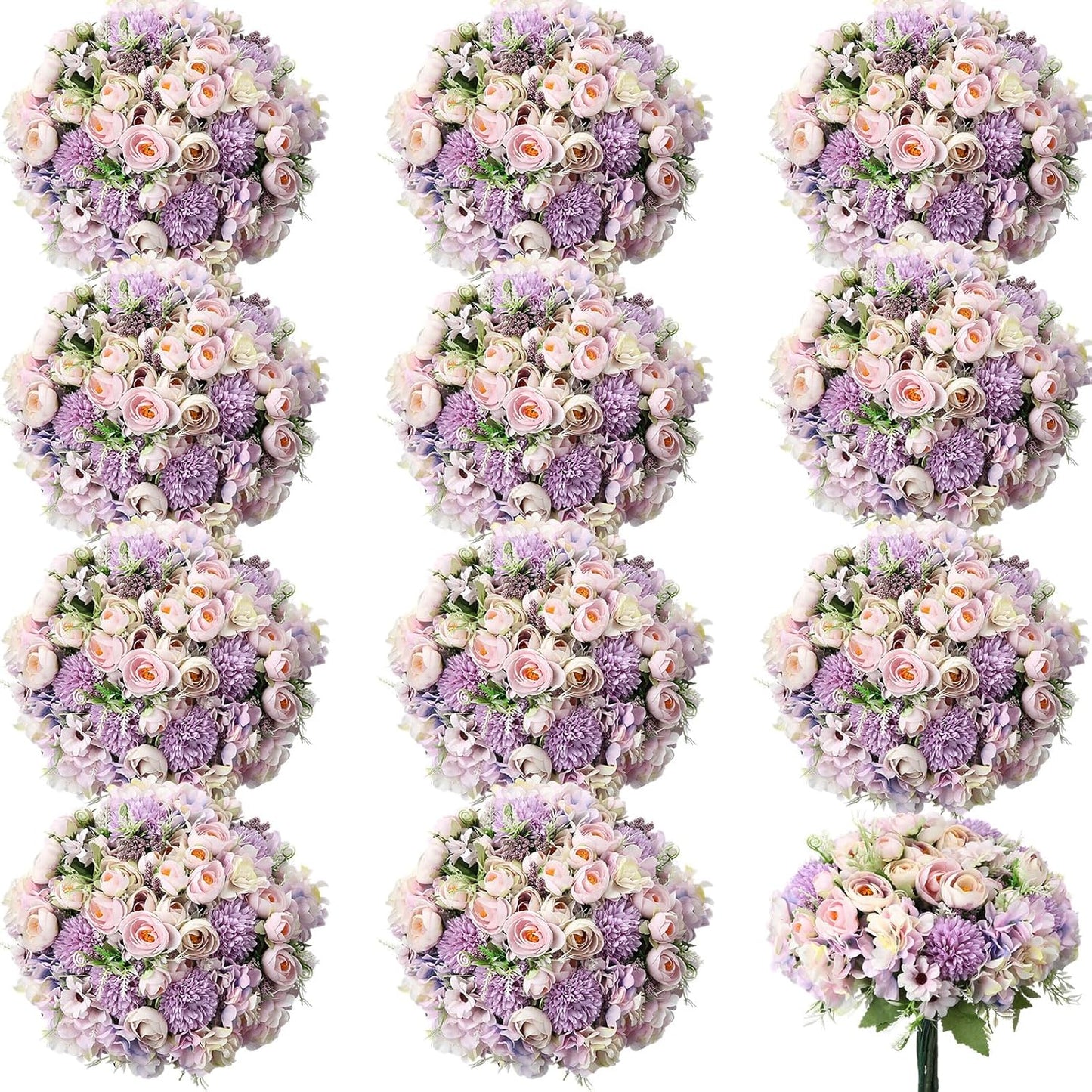 Peonies Artificial Flowers Faux Roses Silk Flowers Hydrangea Artificial Bouquet for Wedding Table Centerpiece Floral Vase Home Office Bridal Decor(Blue,12 Bundles)