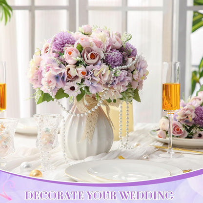 Peonies Artificial Flowers Faux Roses Silk Flowers Hydrangea Artificial Bouquet for Wedding Table Centerpiece Floral Vase Home Office Bridal Decor(Blue,12 Bundles)