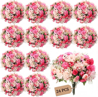 Peonies Artificial Flowers Faux Roses Silk Flowers Hydrangea Artificial Bouquet for Wedding Table Centerpiece Floral Vase Home Office Bridal Decor(Blue,12 Bundles)