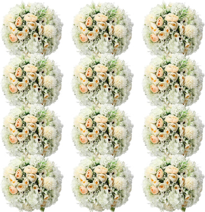 Peonies Artificial Flowers Faux Roses Silk Flowers Hydrangea Artificial Bouquet for Wedding Table Centerpiece Floral Vase Home Office Bridal Decor(Blue,12 Bundles)