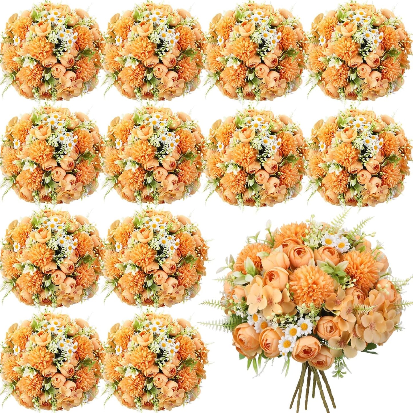 Peonies Artificial Flowers Faux Roses Silk Flowers Hydrangea Artificial Bouquet for Wedding Table Centerpiece Floral Vase Home Office Bridal Decor(Blue,12 Bundles)