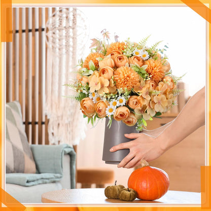 Peonies Artificial Flowers Faux Roses Silk Flowers Hydrangea Artificial Bouquet for Wedding Table Centerpiece Floral Vase Home Office Bridal Decor(Blue,12 Bundles)
