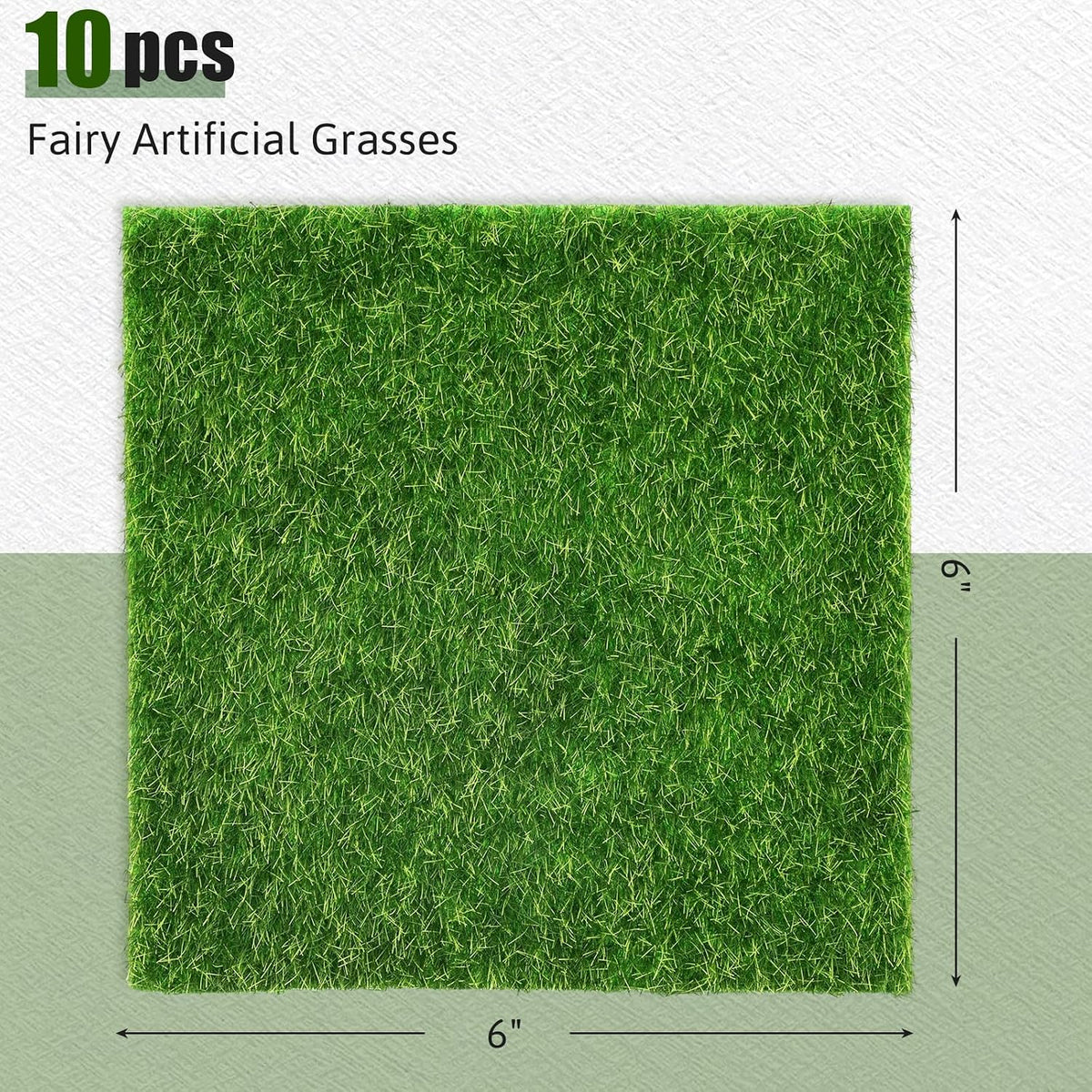10 Packs 6" x 6" Fake Grass Decor, Artificial Grass for Crafts