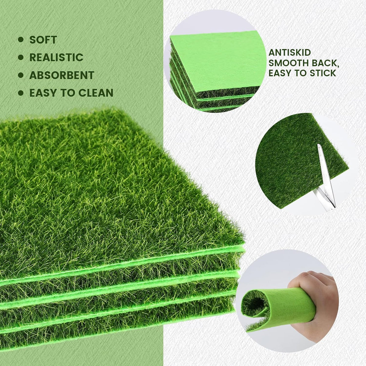 10 Packs 6" x 6" Fake Grass Decor, Artificial Grass for Crafts
