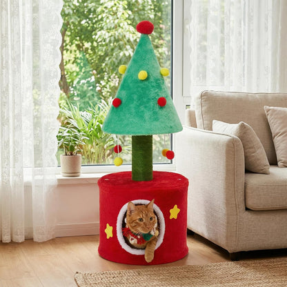 Cat Tree, 62" Cat Tower with Heavy Duty Base and Scratching Posts, Multi-Level Plant-Like Cat Furniture, Sisal Cat Scratcher & Cozy Cat Condo, a Holiday Favorite for Indoor Cats,Green