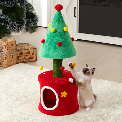 Cat Tree, 62" Cat Tower with Heavy Duty Base and Scratching Posts, Multi-Level Plant-Like Cat Furniture, Sisal Cat Scratcher & Cozy Cat Condo, a Holiday Favorite for Indoor Cats,Green
