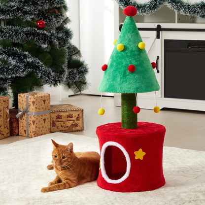 Cat Tree, 62" Cat Tower with Heavy Duty Base and Scratching Posts, Multi-Level Plant-Like Cat Furniture, Sisal Cat Scratcher & Cozy Cat Condo, a Holiday Favorite for Indoor Cats,Green