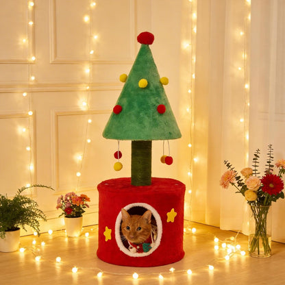 Cat Tree, 62" Cat Tower with Heavy Duty Base and Scratching Posts, Multi-Level Plant-Like Cat Furniture, Sisal Cat Scratcher & Cozy Cat Condo, a Holiday Favorite for Indoor Cats,Green