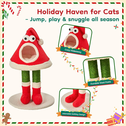 Cat Tree, 62" Cat Tower with Heavy Duty Base and Scratching Posts, Multi-Level Plant-Like Cat Furniture, Sisal Cat Scratcher & Cozy Cat Condo, a Holiday Favorite for Indoor Cats,Green