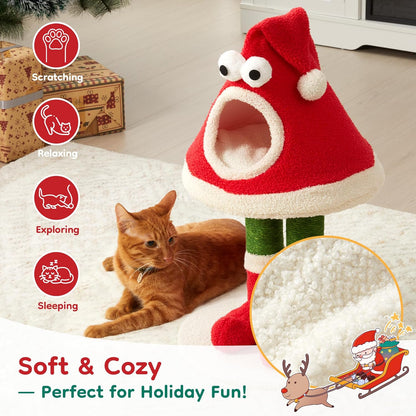 Cat Tree, 62" Cat Tower with Heavy Duty Base and Scratching Posts, Multi-Level Plant-Like Cat Furniture, Sisal Cat Scratcher & Cozy Cat Condo, a Holiday Favorite for Indoor Cats,Green