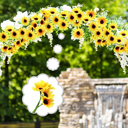 50 Pcs Mini Artificial Sunflower Heads with Iron Stems for Home Party Decoration Wedding Decor, Bride Holding Flowers Centerpieces Wreath Garden DIY Art Decor Crafts (1.5 Inch)