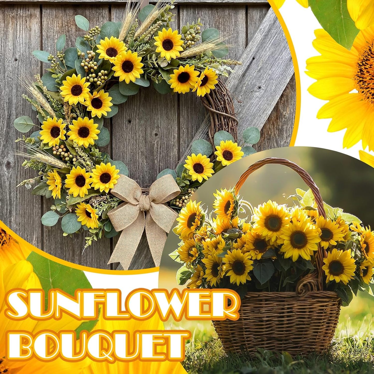 50 Pcs Mini Artificial Sunflower Heads with Iron Stems for Home Party Decoration Wedding Decor, Bride Holding Flowers Centerpieces Wreath Garden DIY Art Decor Crafts (1.5 Inch)