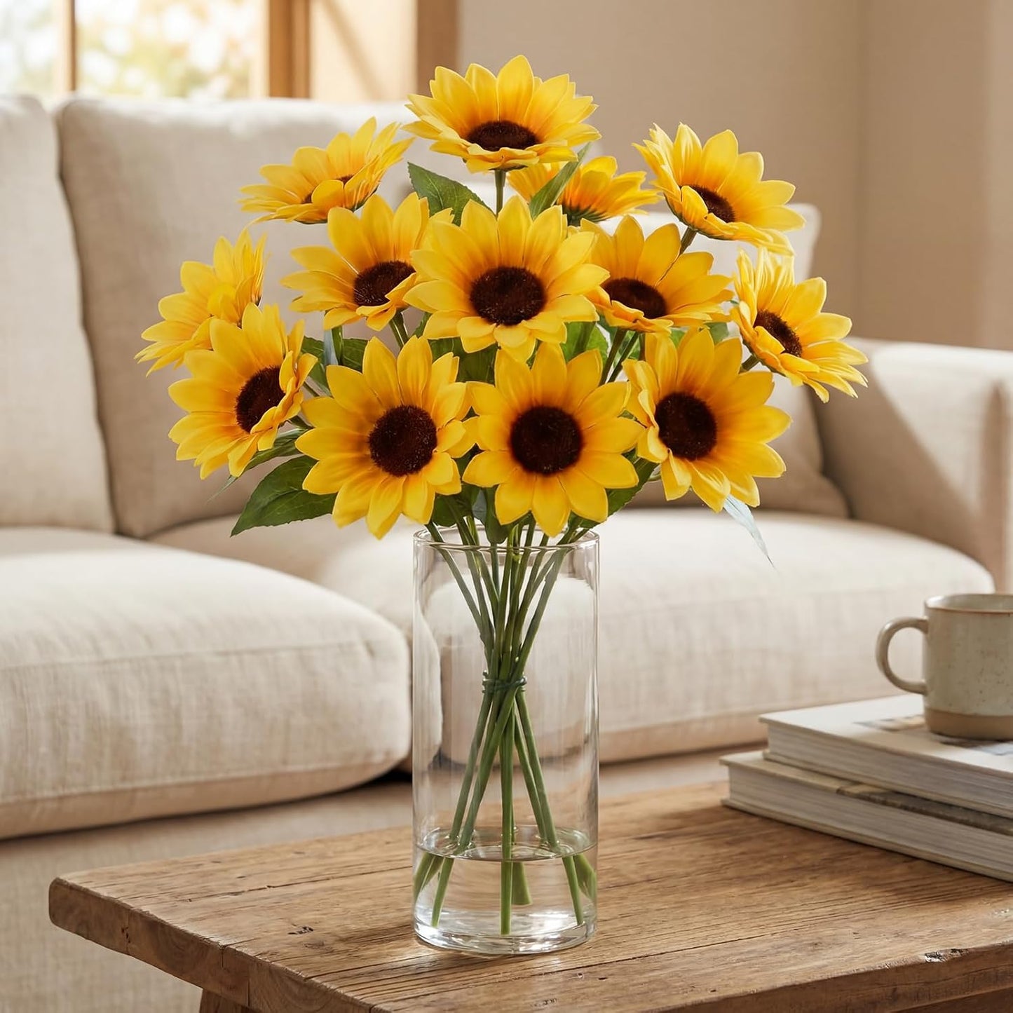 50 Pcs Mini Artificial Sunflower Heads with Iron Stems for Home Party Decoration Wedding Decor, Bride Holding Flowers Centerpieces Wreath Garden DIY Art Decor Crafts (1.5 Inch)