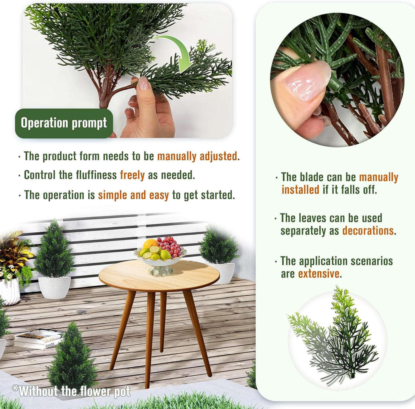 20 Inch (2 Pack), Artificial Cedar Topiary Plants, UV Resistant | Faux Pine Stems Shrubs Plastic Greenery, Outdoor Indoor Home Decor, Garden, Front Porch, Office, Restaurant & Holiday Party