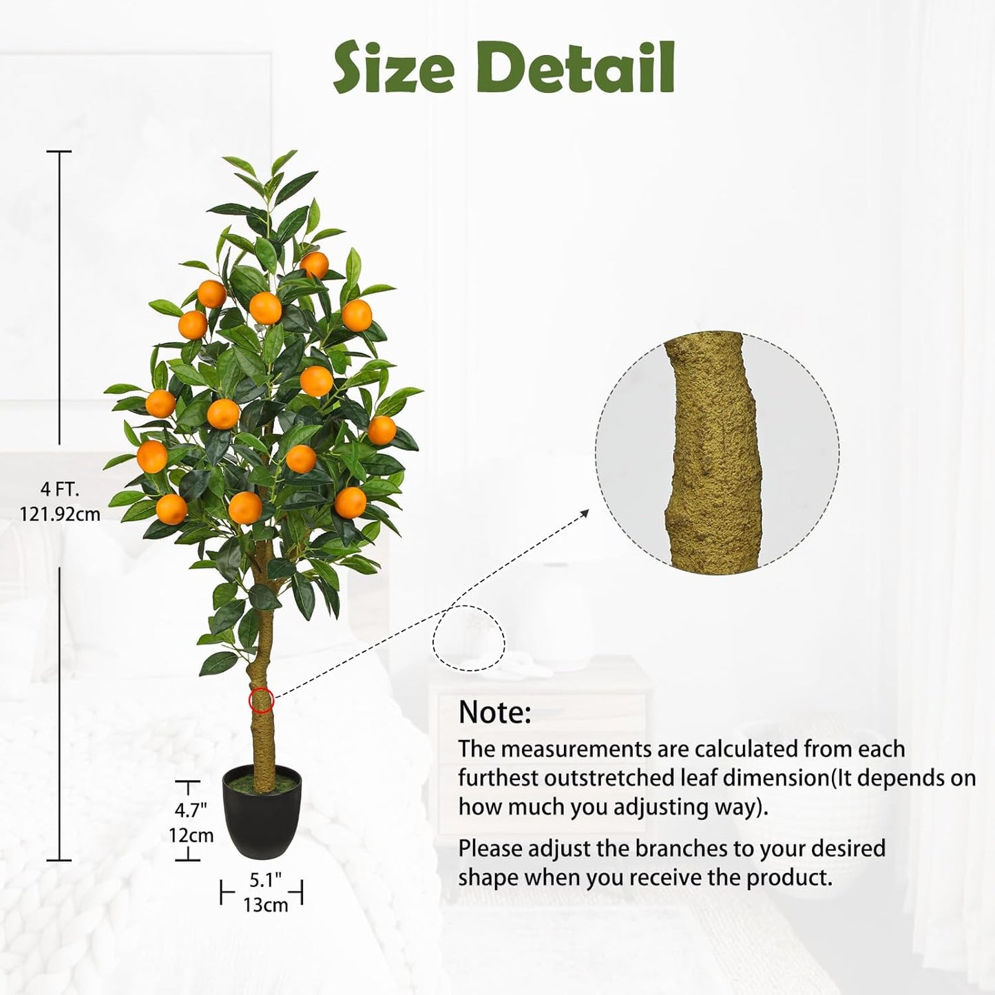 Artificial Orange Tree 4ft Fake Fruits Plant in Pot Large Fake Floor Plants Faux Trees Indoor Orange Decorations for Home Living Room Office