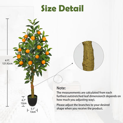 Artificial Orange Tree 4ft Fake Fruits Plant in Pot Large Fake Floor Plants Faux Trees Indoor Orange Decorations for Home Living Room Office