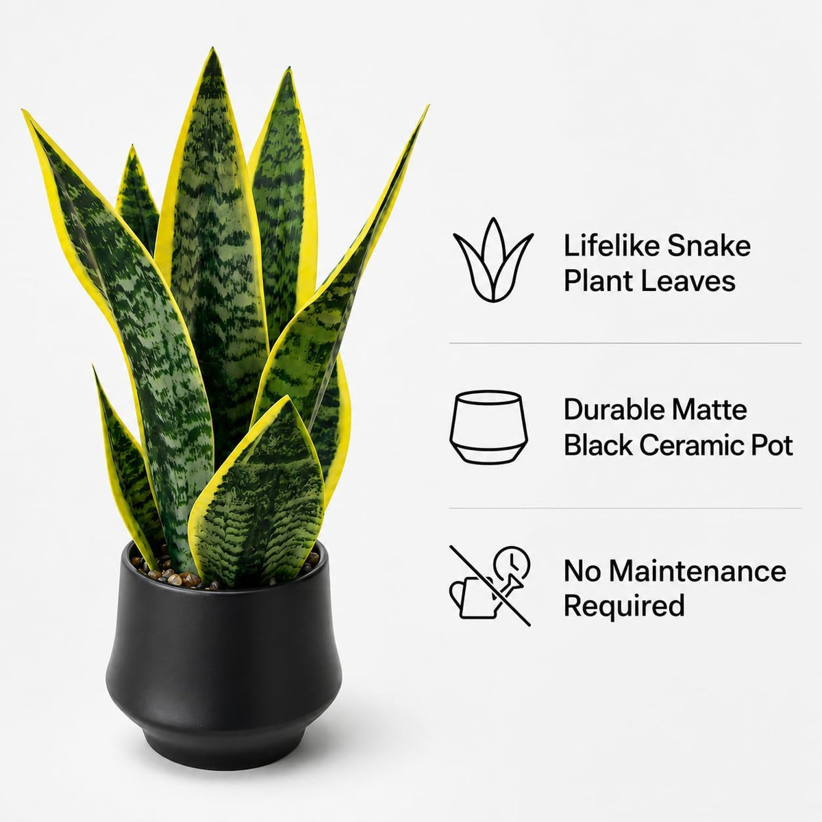 Artificial Snake Plant, Faux Sansevieria, Small Indoor Plant Decor