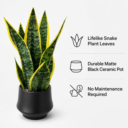 Artificial Snake Plant, Faux Sansevieria, Small Indoor Plant Decor