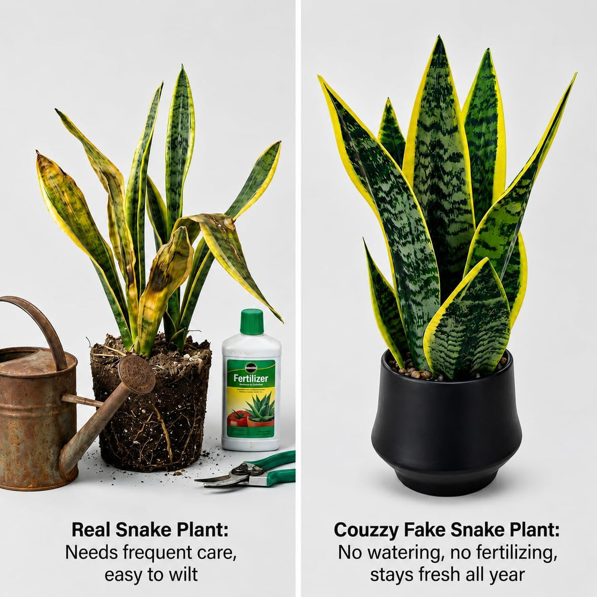 Artificial Snake Plant, Faux Sansevieria, Small Indoor Plant Decor