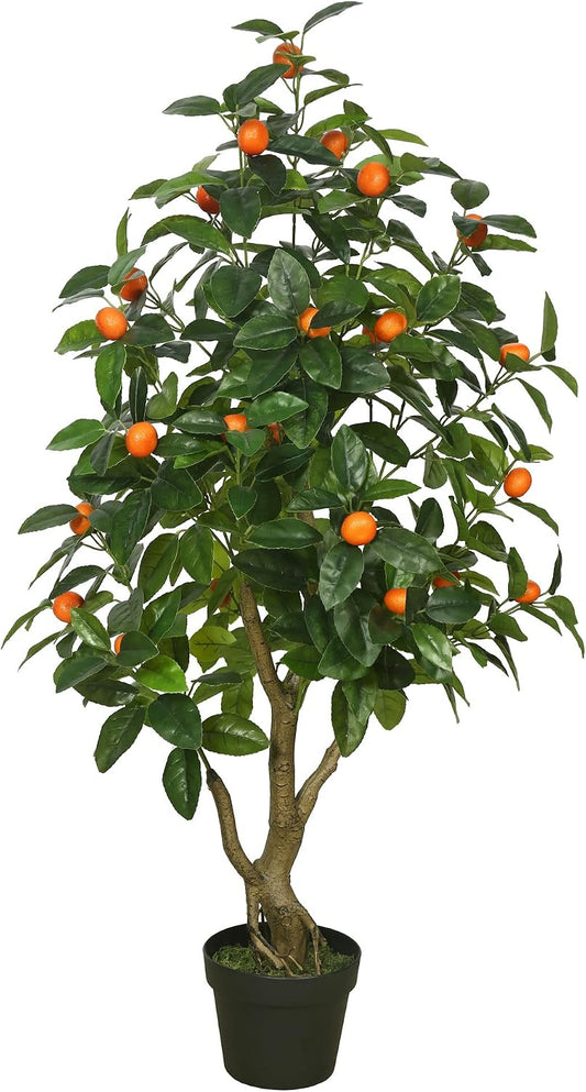 48" Real Touch Artificial Orange Tree, 4 ft Tall Potted Faux Orange Tree with Realistic Leaves and Fruit, Perfect Indoor Decoration for Home or Office, Maintenance-Free, Easy Care
